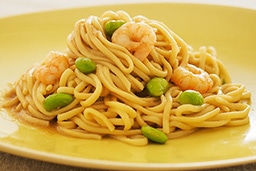 えびと枝豆の明太スパゲティ