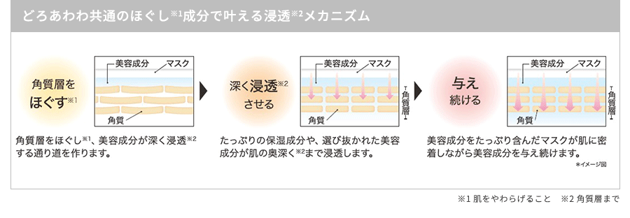 どろあわわ共通のほぐし成分で叶える浸透メカニズム